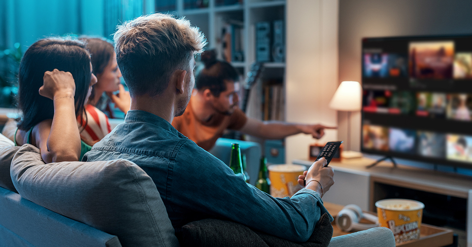 Group watching TV