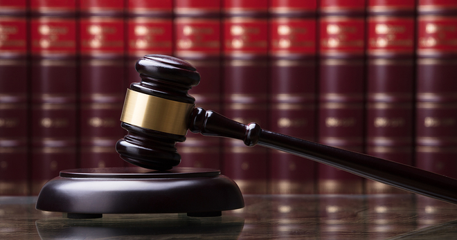 Gavel and books