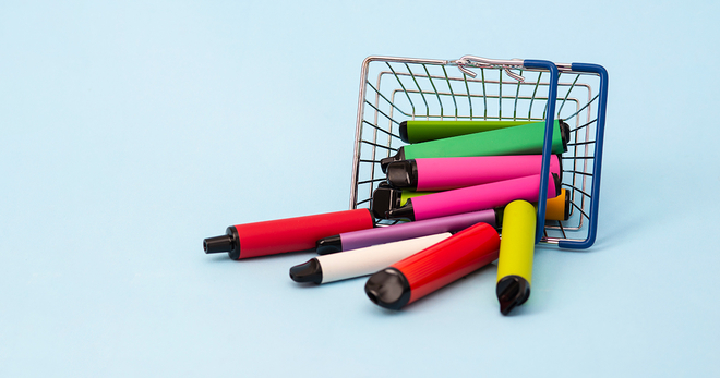 Vapes in a shopping basket